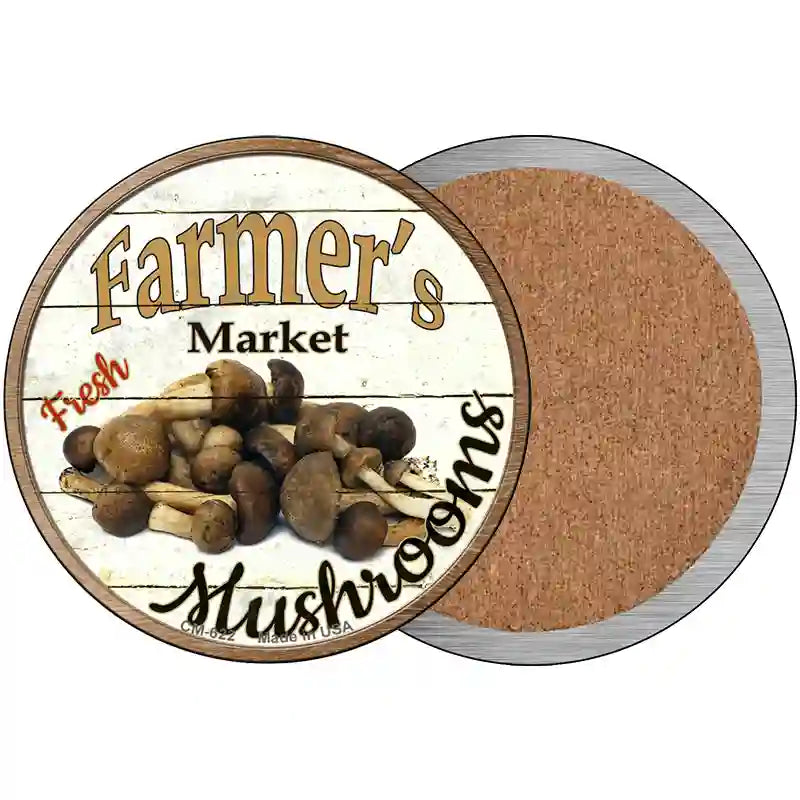 Farmers Market Mushrooms Novelty Metal Circular Sign 3.5" (CC)