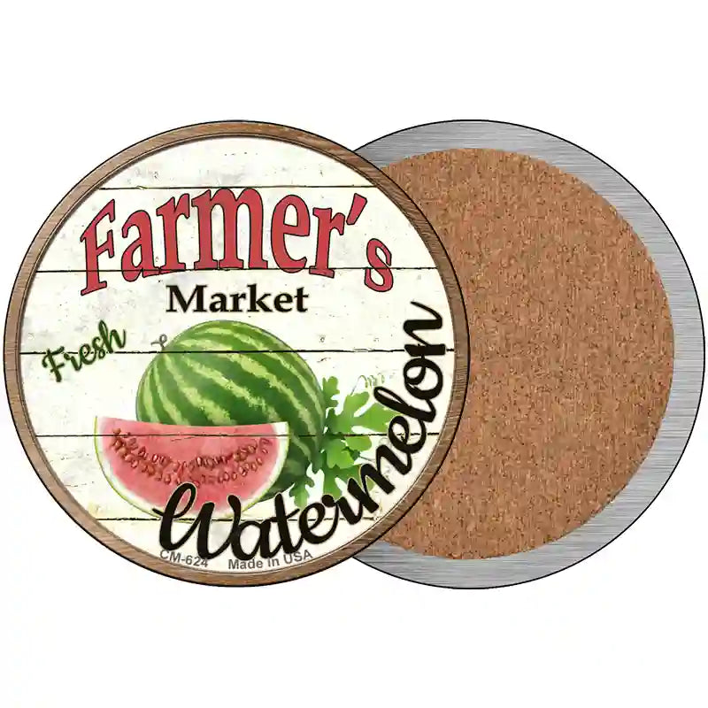 Farmers Market Watermelon Novelty Metal Circular Sign 3.5" (CC)