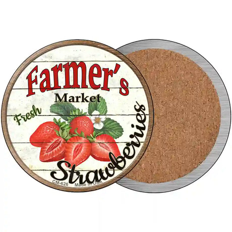 Farmers Market Strawberries Novelty Metal Circular Sign 3.5" (CC)