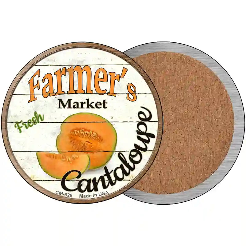 Farmers Market Cantaloupe Novelty Metal Circular Sign 3.5" (CC)