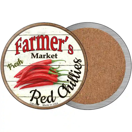 Farmers Market Red Chillies Novelty Metal Circular Sign 3.5" (CC)