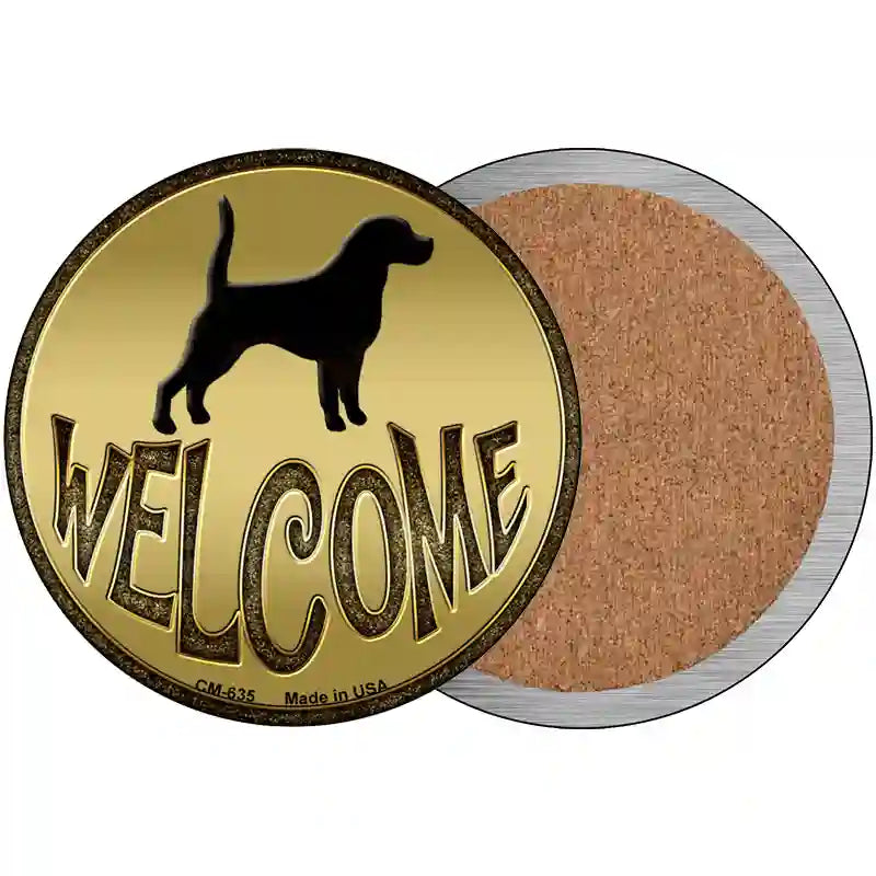 Welcome With Dogs Novelty Metal Circular Sign 3.5" (CC)