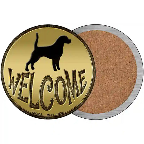 Welcome With Dogs Novelty Metal Circular Sign 3.5" (CC)