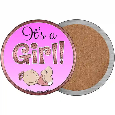 Its A Girl Novelty Metal Circular Sign 3.5" (CC)