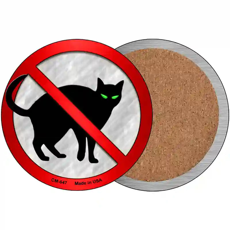 No Cats Novelty Metal Circular Sign 3.5" (CC)