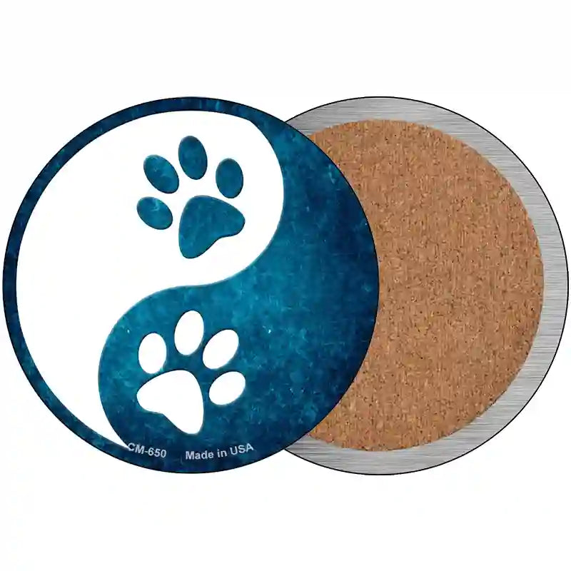 Yin And Yang With Paws Novelty Metal Circular Sign 3.5" (CC)