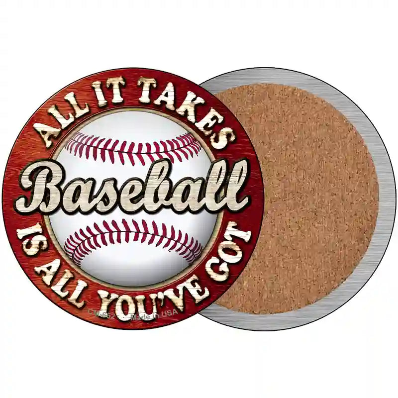 Baseball Novelty Metal Circular Sign 3.5" (CC)