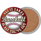 Baseball Novelty Metal Circular Sign 3.5" (CC)