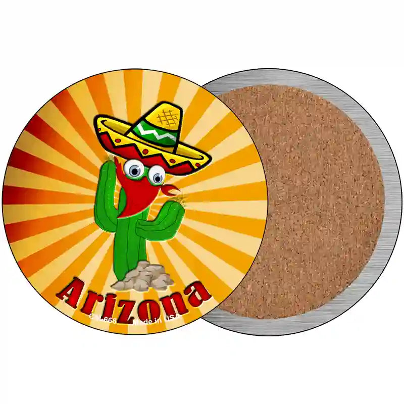 Cactus Arizona Novelty Metal Circular Sign 3.5" (CC)