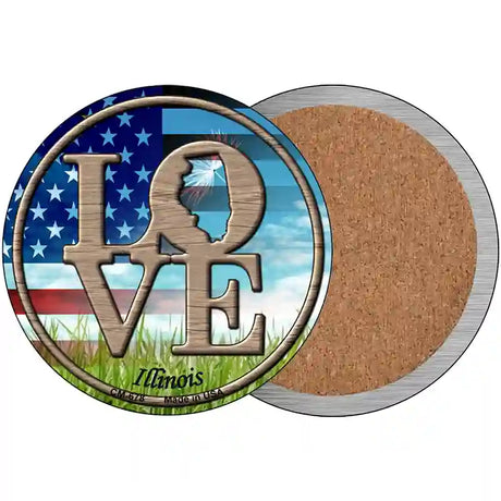 Love Illinois Novelty Metal Circular Sign 3.5" (CC)