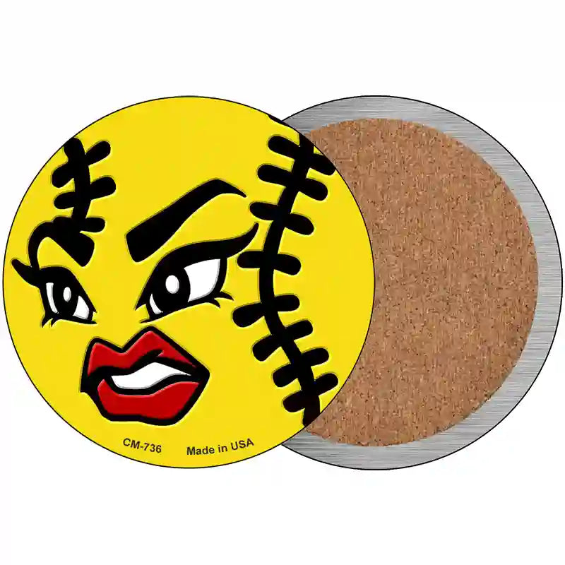 Angry Softball Novelty Metal Circular Sign 3.5" (CC)