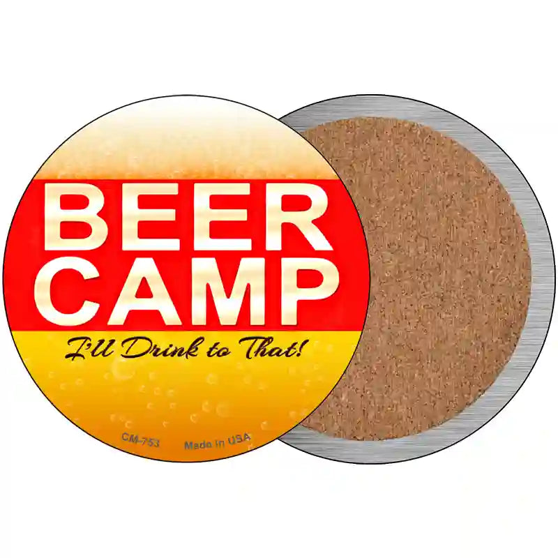 Beer Camp Novelty Metal Circular Sign 3.5" (CC)