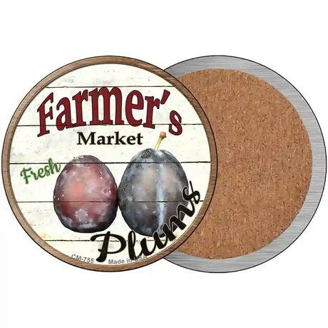 Farmers Market Plum Novelty Metal Circular Sign 3.5" (CC)