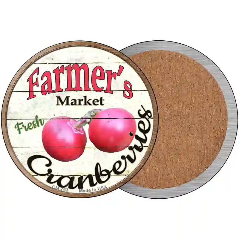 Farmers Market Cranberries Novelty Metal Circular Sign 3.5" (CC)