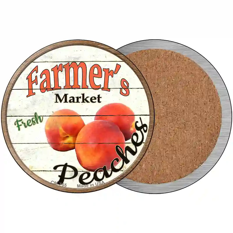 Farmers Market Peaches Novelty Metal Circular Sign 3.5" (CC)