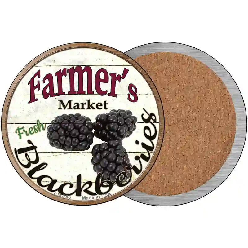 Farmers Market Black Berries Novelty Metal Circular Sign 3.5" (CC)