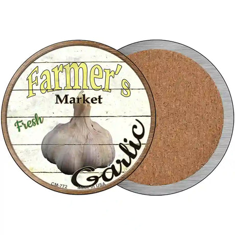 Farmers Market Garlic Novelty Metal Circular Sign 3.5" (CC)