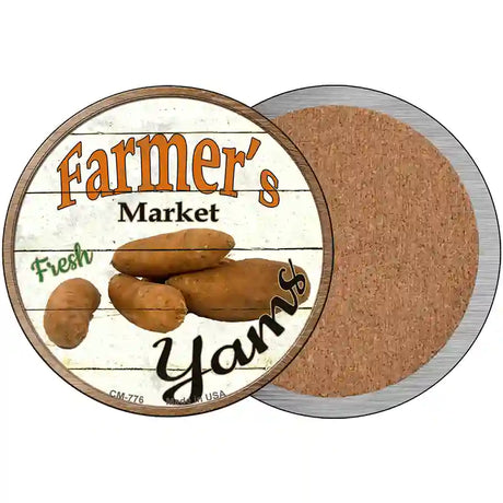 Farmers Market Yams Novelty Metal Circular Sign 3.5" (CC)