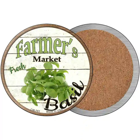 Farmers Market Basil Novelty Metal Circular Sign 3.5" (CC)