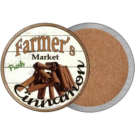 Farmers Market Cinnamon Novelty Metal Circular Sign 3.5" (CC)