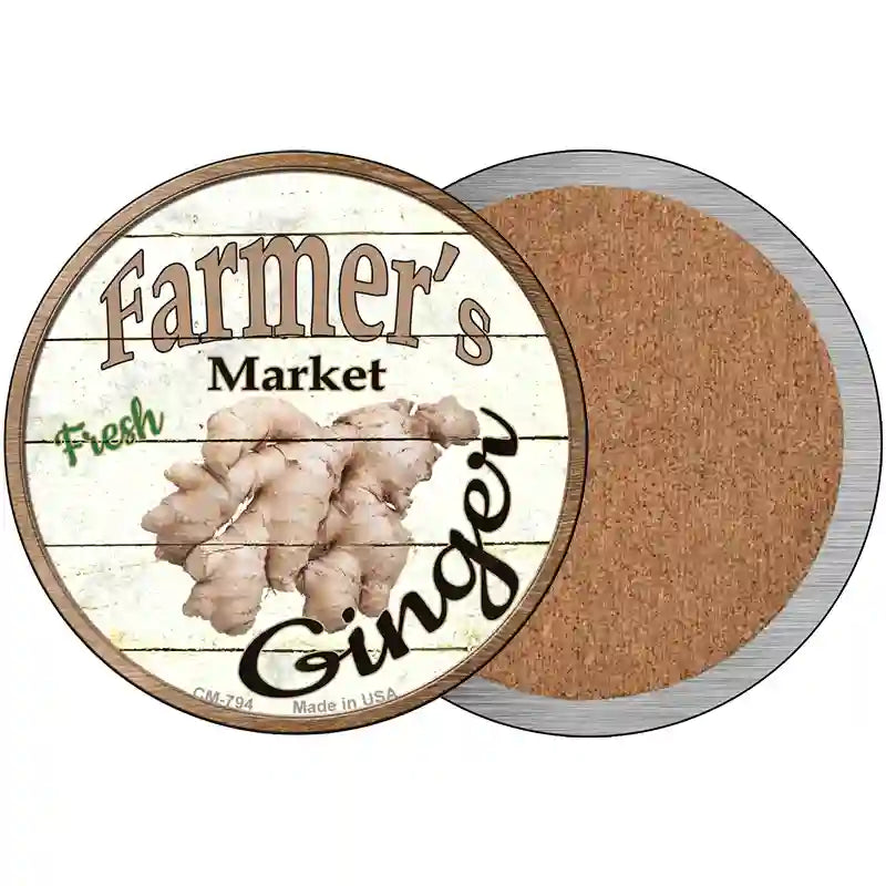 Farmers Market Ginger Novelty Metal Circular Sign 3.5" (CC)