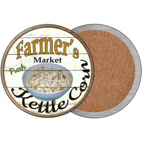 Farmers Market Kettle Corn Novelty Metal Circular Sign 3.5" (CC)