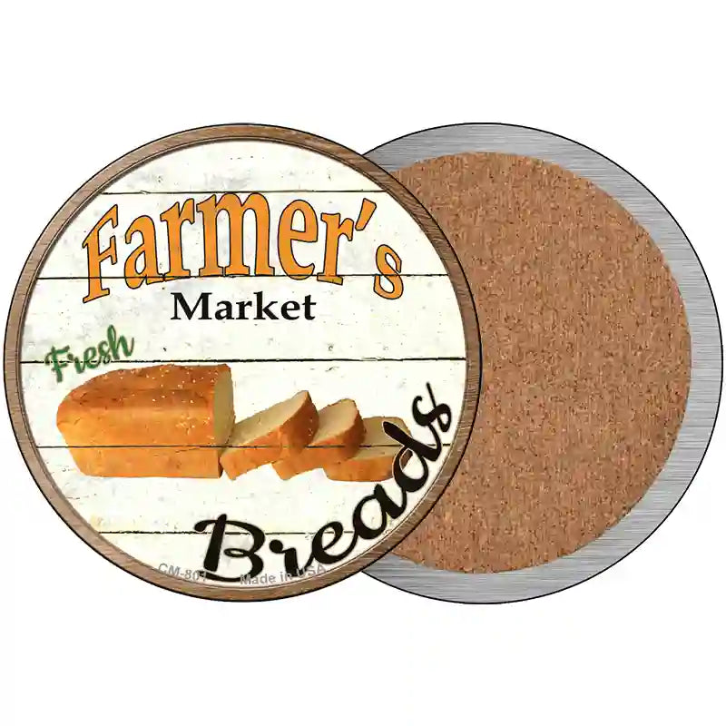 Farmers Market Breads Novelty Metal Circular Sign 3.5" (CC)