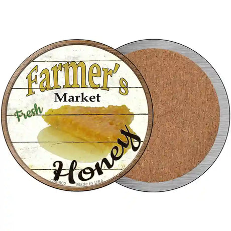 Farmers Market Honey Novelty Metal Circular Sign 3.5" (CC)