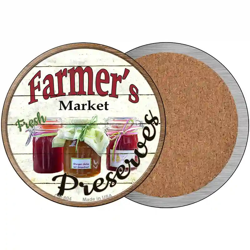 Farmers Market Preserves Novelty Metal Circular Sign 3.5" (CC)