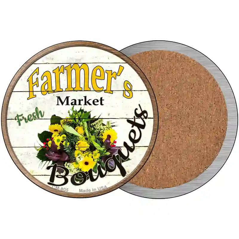 Farmers Market Bouquets Novelty Metal Circular Sign 3.5" (CC)