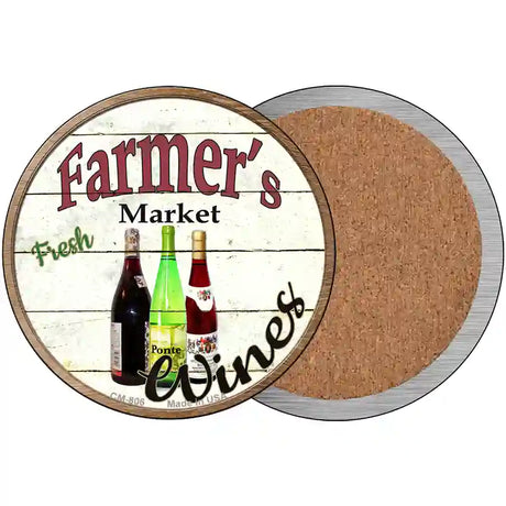 Farmers Market Wines Novelty Metal Circular Sign 3.5" (CC)