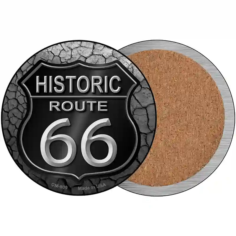 Historic Route 66 Novelty Metal Circular Sign 3.5" (CC)