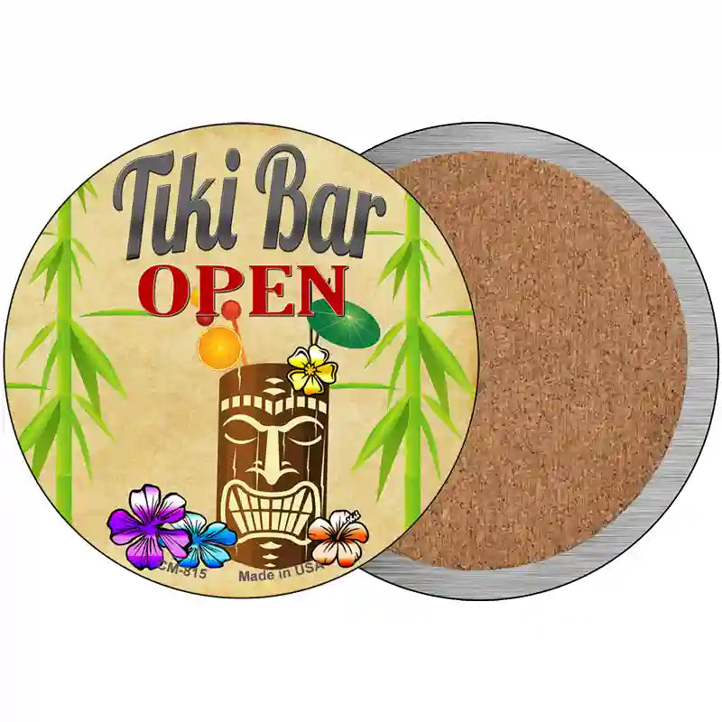 Tiki Bar Open Metal Novelty Circular Sign 3.5" (CC)