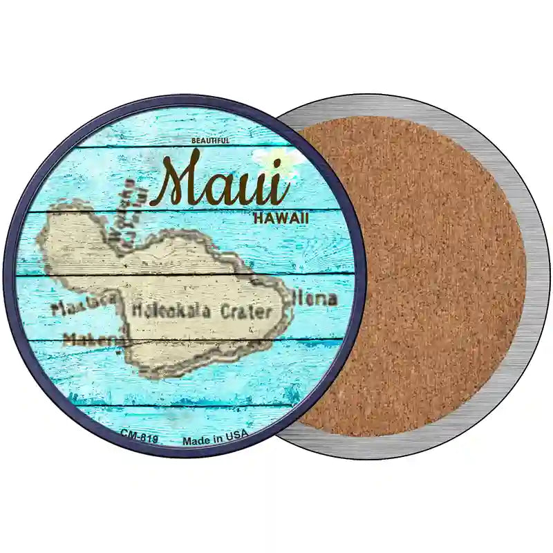 Maui Hawaii Map Novelty Metal Circular Sign 3.5" (CC)