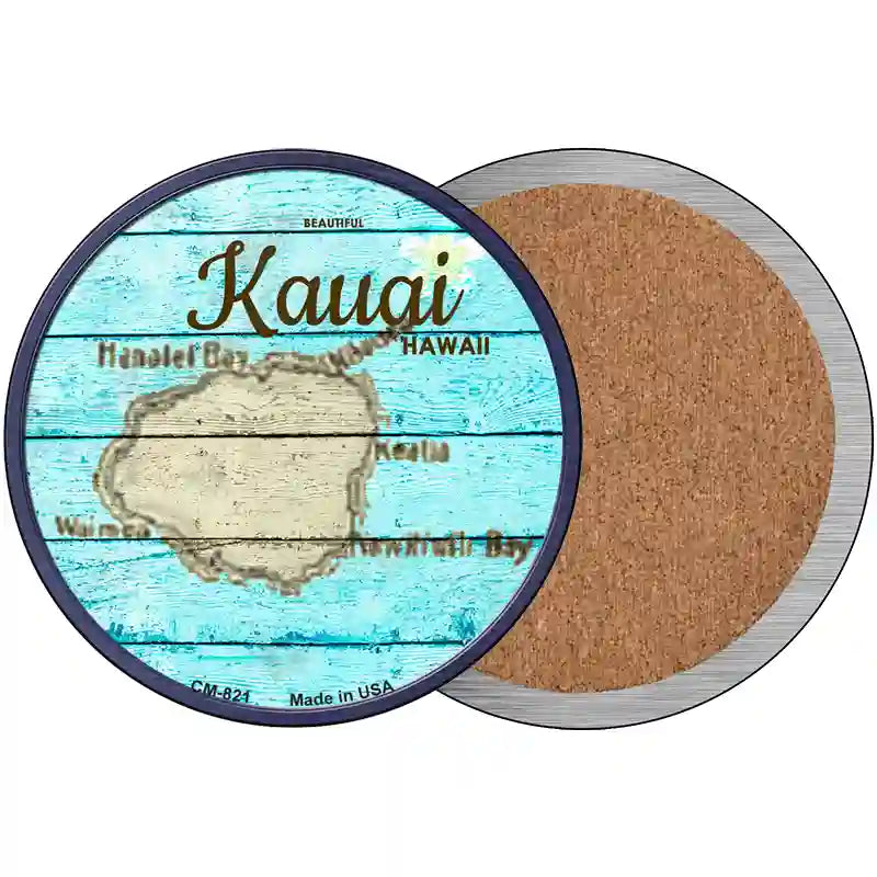 Kauai Hawaii Map Novelty Metal Circular Sign 3.5" (CC)