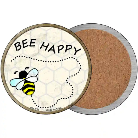 Bee Happy Novelty Metal Circular Sign 3.5" (CC)