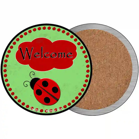 Welcome Ladybug Novelty Metal Circular Sign 3.5" (CC)