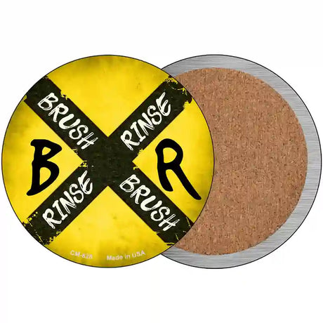 Brush and Rinse Novelty Metal Circular Sign 3.5" (CC)