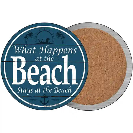 Happens At The Beach Stays At The Beach Novelty Metal Circular Sign 3.5" (CC)