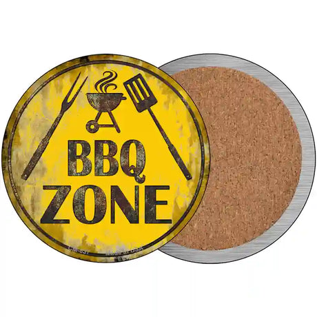 BBQ Zone Novelty Metal Circular Sign 3.5" (CC)