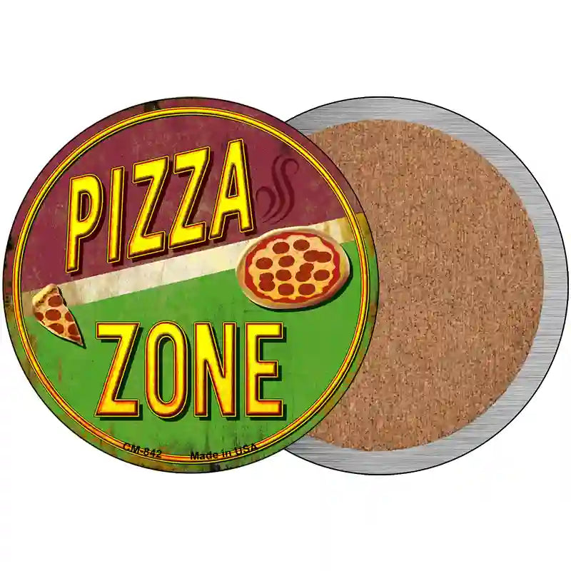 Pizza Zone Novelty Metal Circular Sign 3.5" (CC)