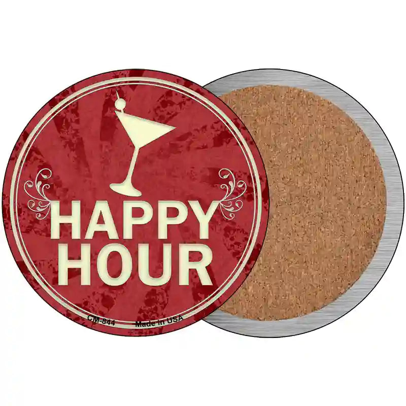 Happy Hour Novelty Metal Circular Sign 3.5" (CC)