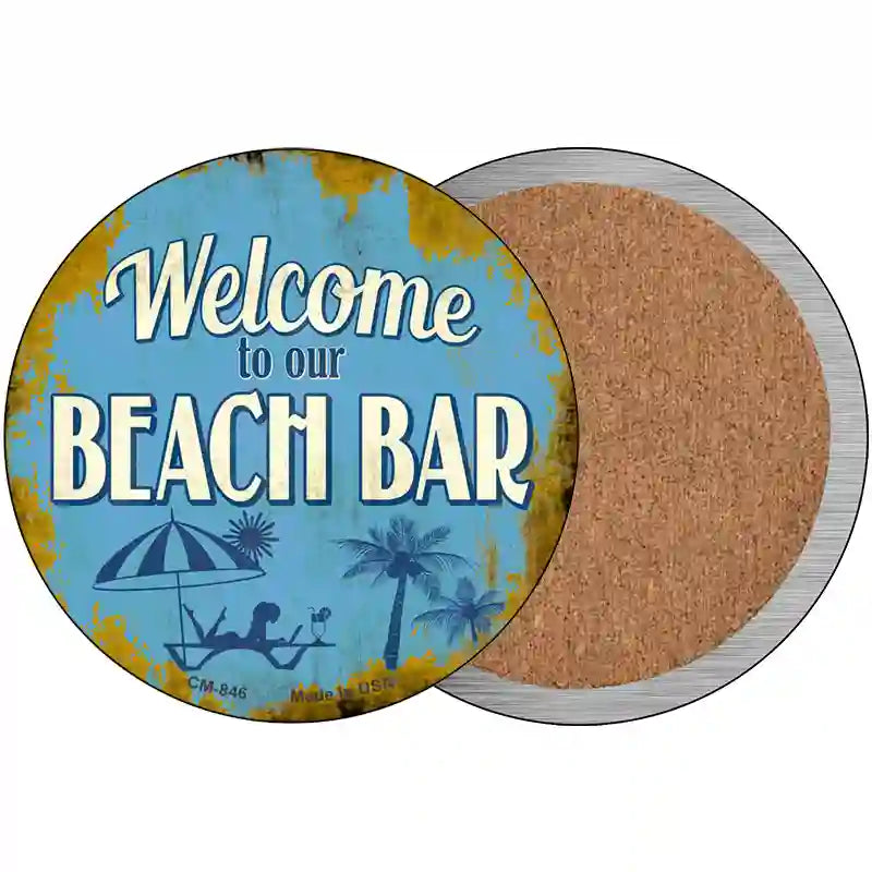 Welcome to our Beach Bar Novelty Metal Circular Sign 3.5" (CC)