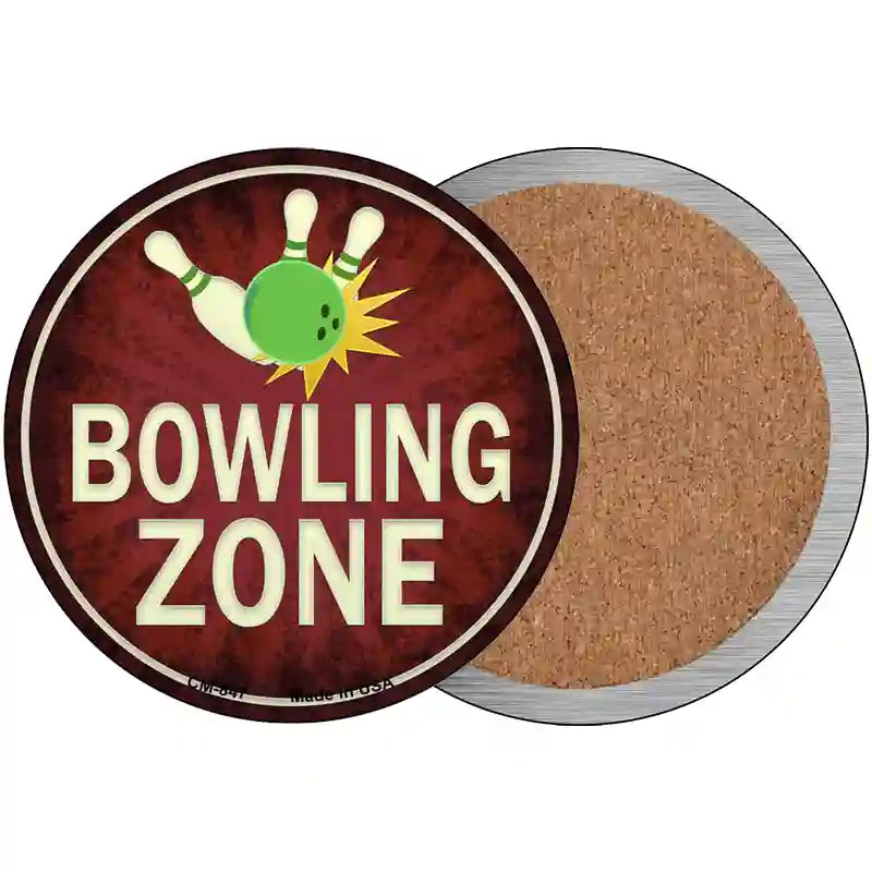 Bowling Zone Novelty Metal Circular Sign 3.5" (CC)