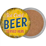 Ice Cold Beer Served Here Novelty Metal Circular Sign 3.5" (CC)