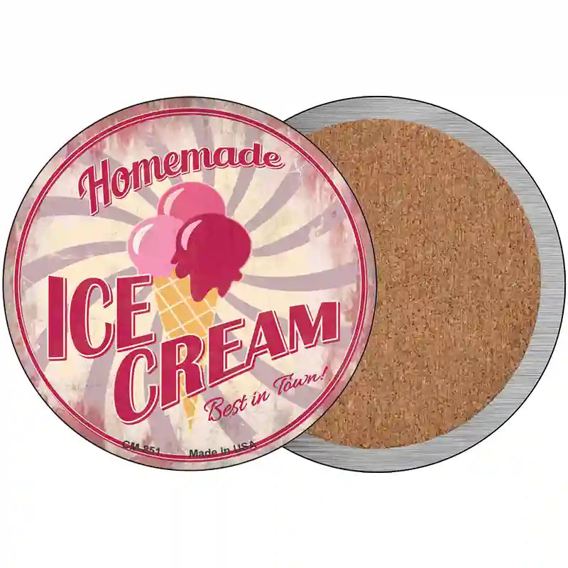 Homemade Ice Cream Novelty Metal Circular Sign 3.5" (CC)