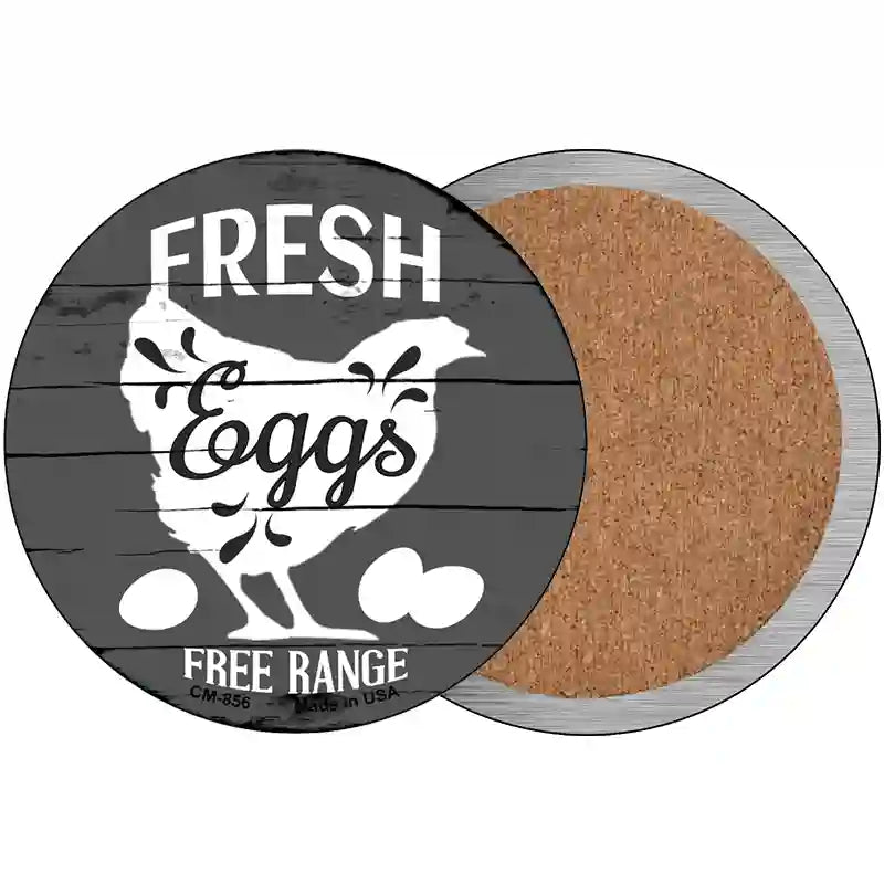 Fresh Eggs Free Range Novelty Metal Circular Sign 3.5" (CC)