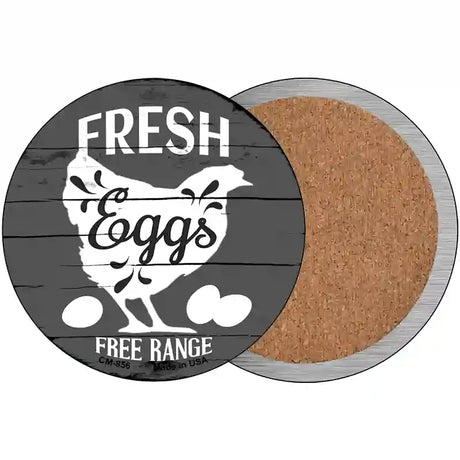 Fresh Eggs Free Range Novelty Metal Circular Sign 3.5" (CC)