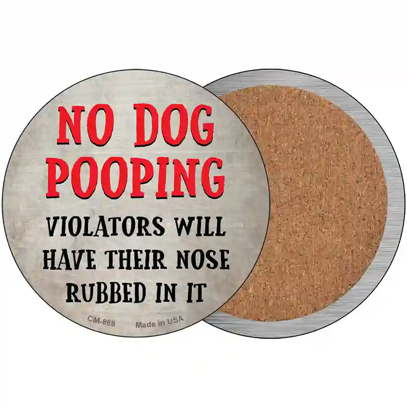 No Dog Pooping Novelty Metal Circular Sign 3.5" (CC)