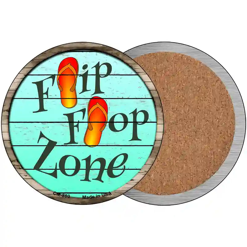 Orange Flip Flop Zone Novelty Metal Circular Sign 3.5" (CC)